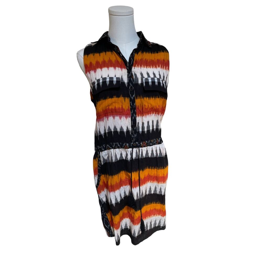 Chaudry Midi Boho Sleeveless Dress Size Small Chic Pockets Collar NWT‎